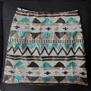 Sequin Aztec mini skirt